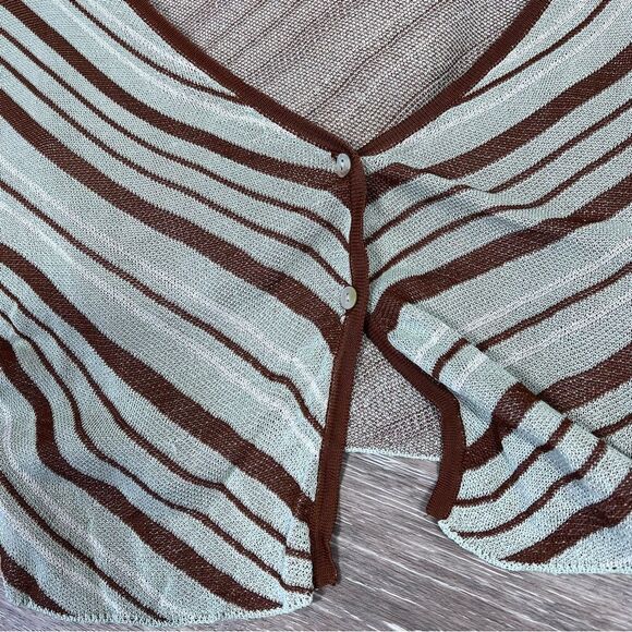 Zara brown & blue striped button cropped cardigan women’s size‎ M - Picture 4 of 5